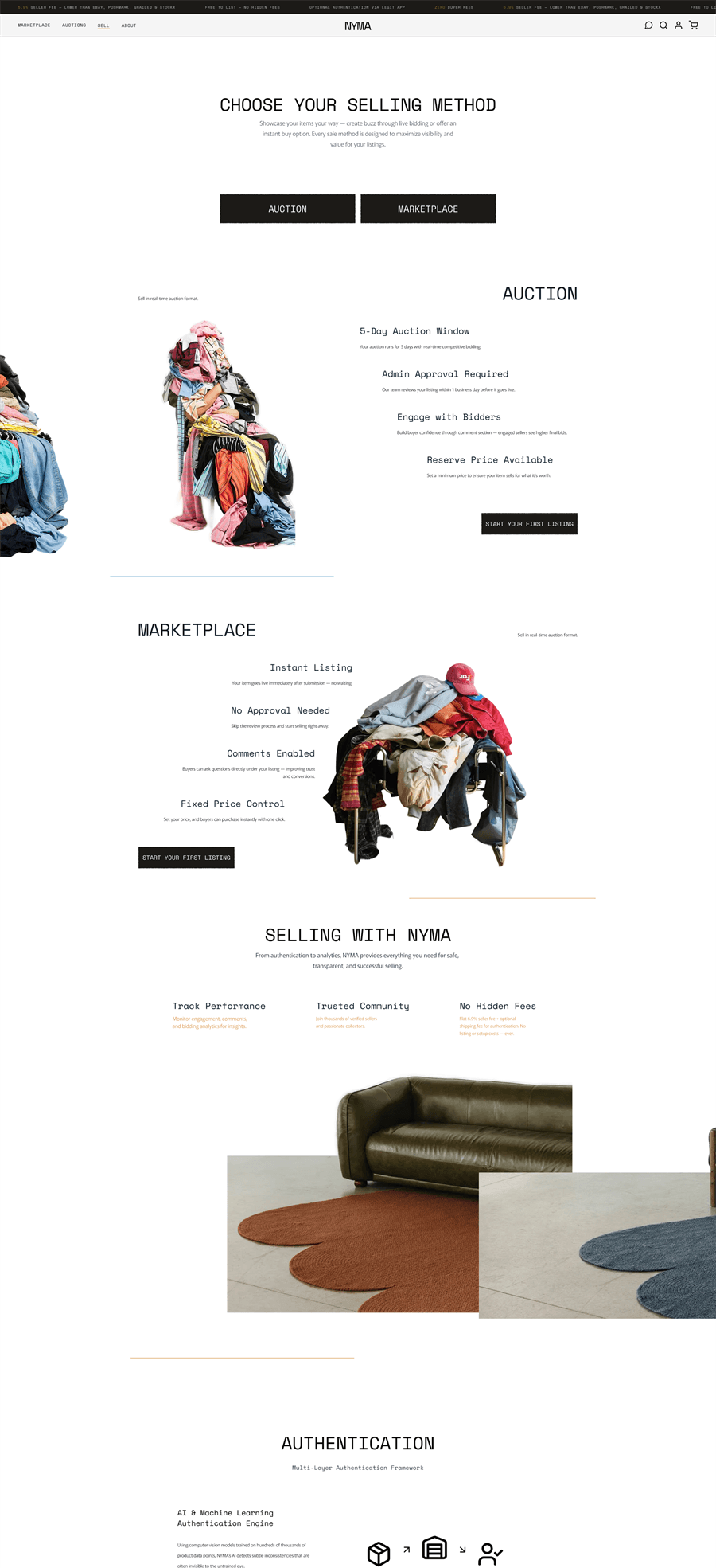 Nyma desktop mock: Sell — method.